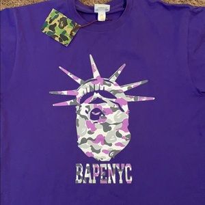 Bape NYC purple came Ape Head tee